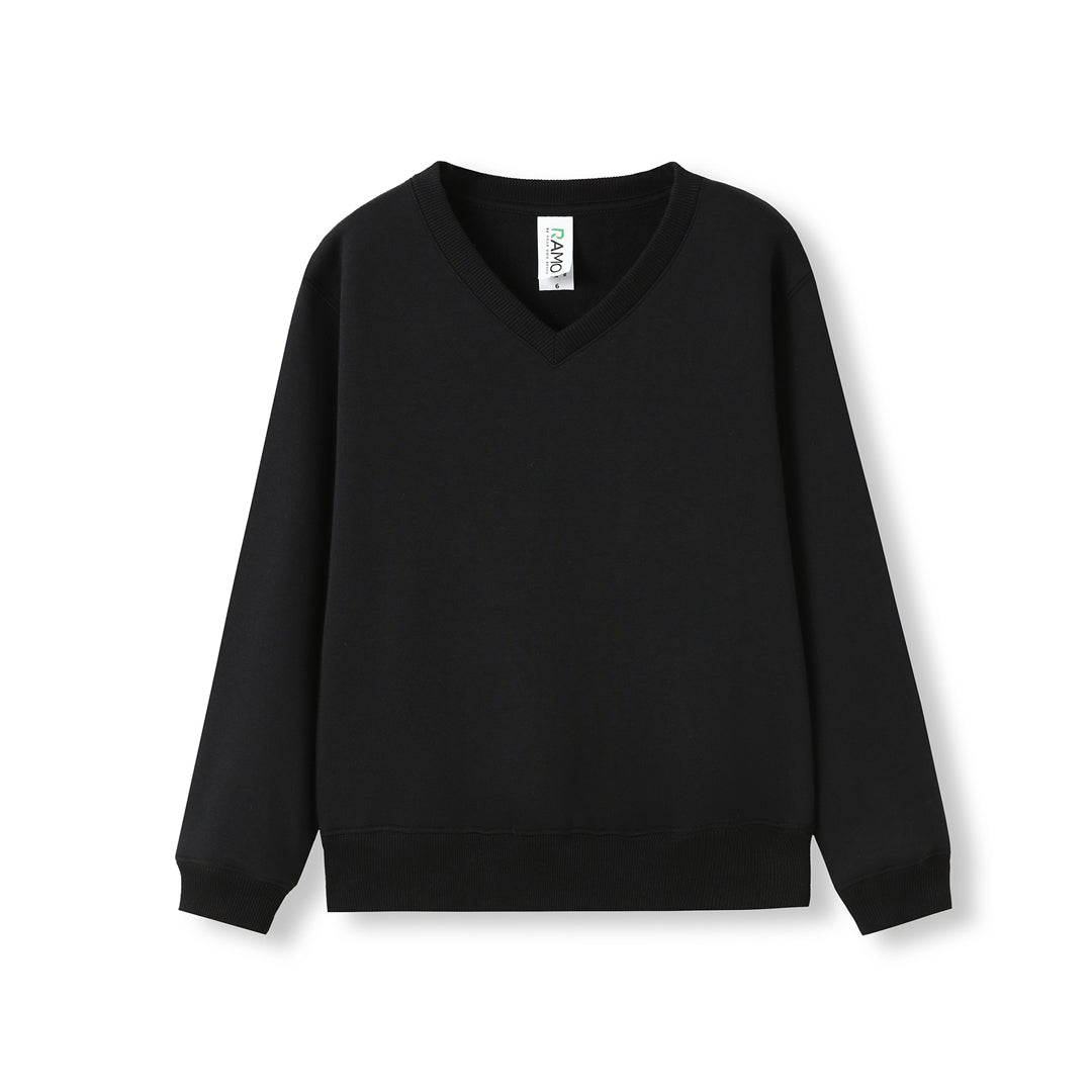 House of Uniforms The V Neck Fleece Jumper | Kids Ramo Black