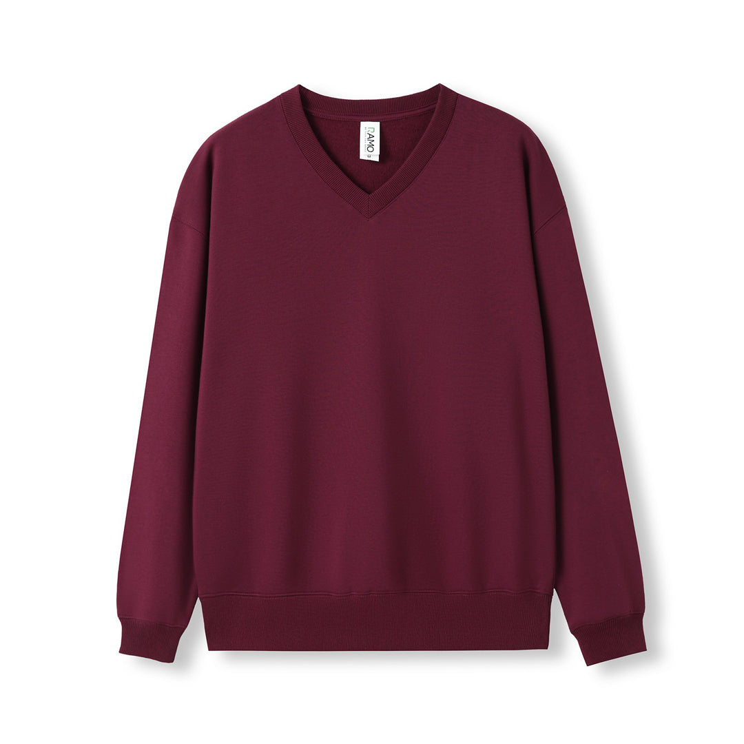 House of Uniforms The V Neck Fleece Jumper | Mens Ramo Maroon