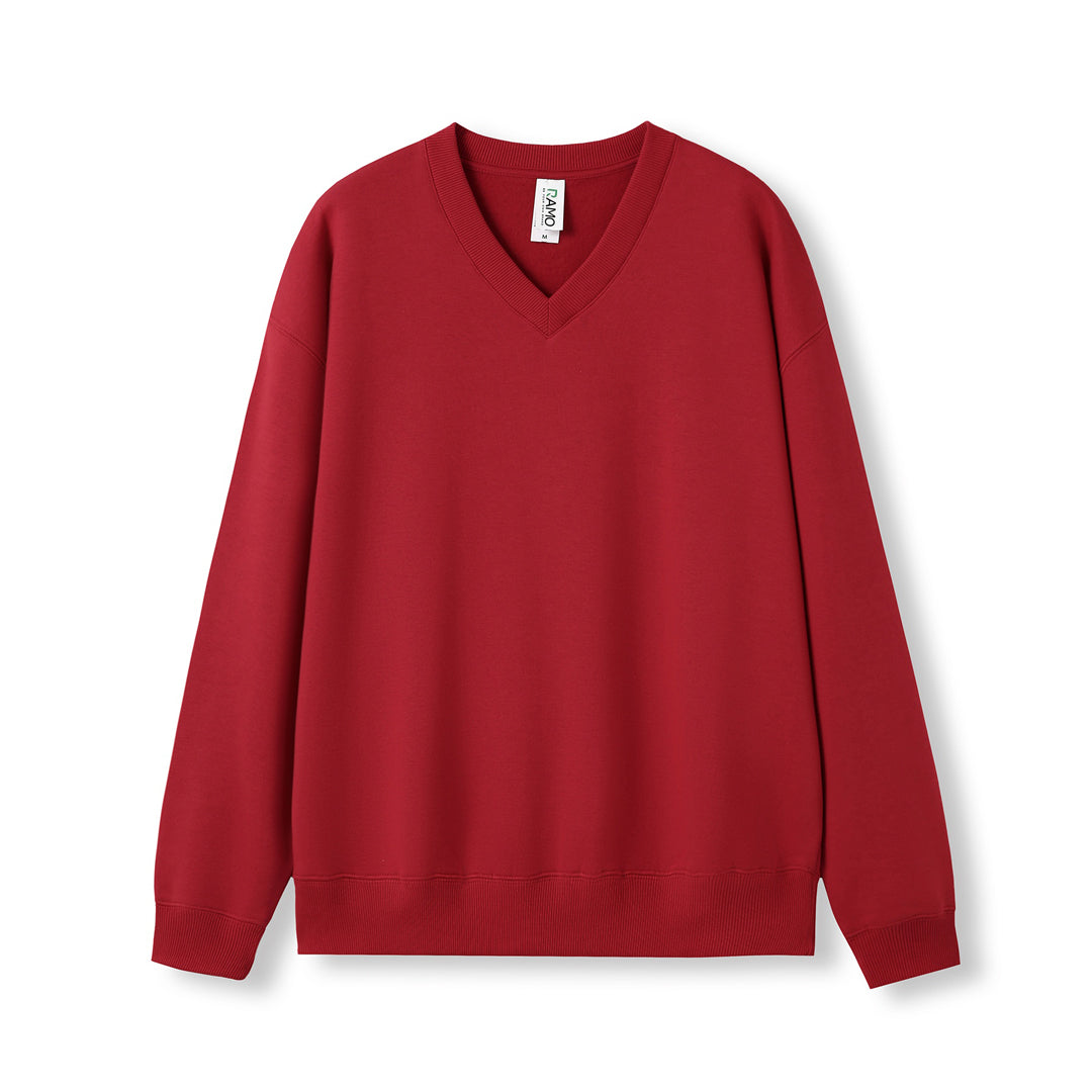 House of Uniforms The V Neck Fleece Jumper | Mens Ramo Red