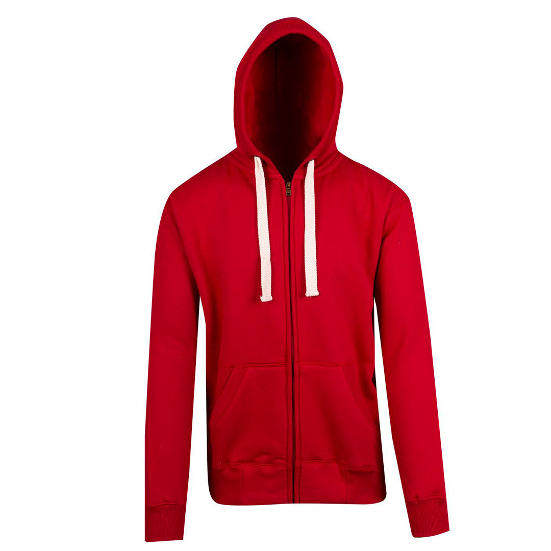 House of Uniforms The Brushed Heavy Fleece Zip Hoodie | Men Ramo Red