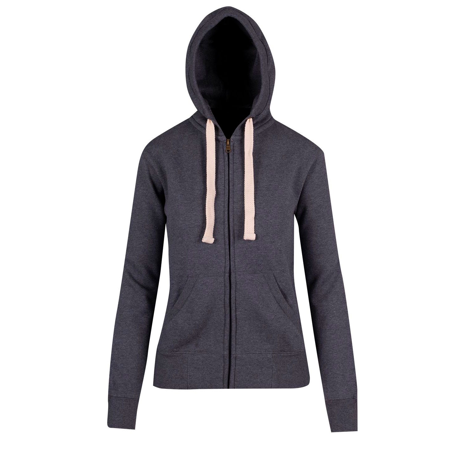 House of Uniforms Brushed Heavy Fleece Zip Hoodie | Women Ramo Charcoal Marl