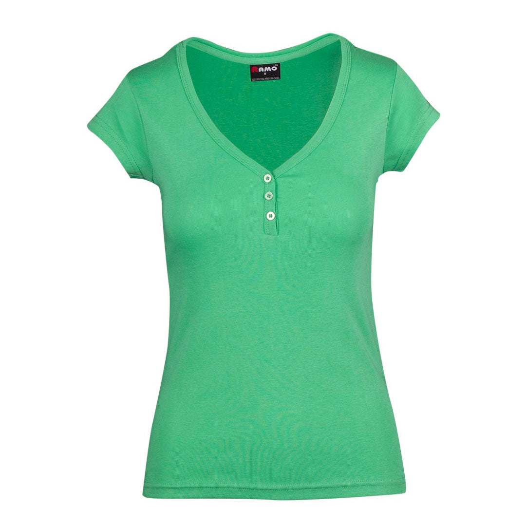 House of Uniforms Henley Tee | Women Ramo Emerald Green