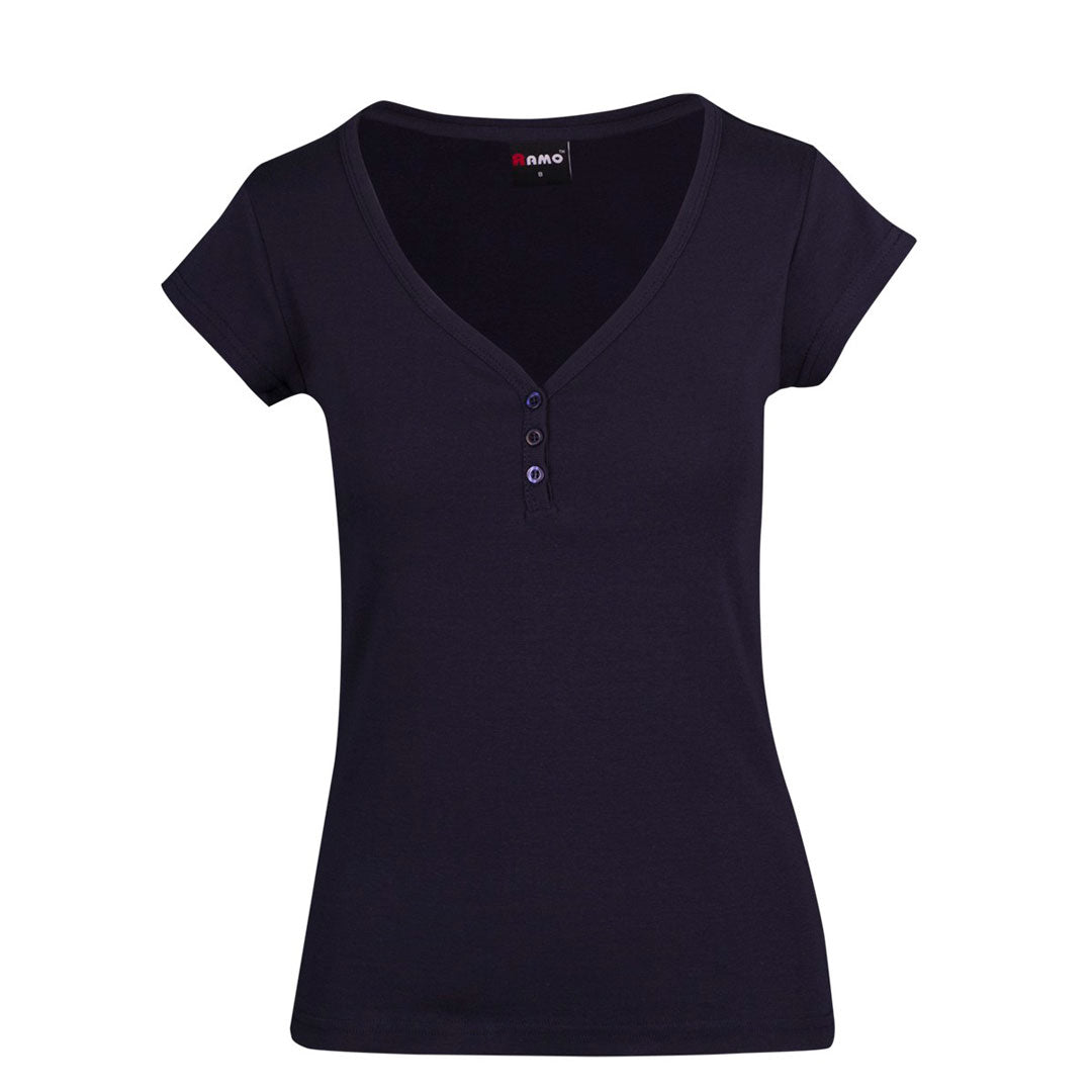 House of Uniforms Henley Tee | Women Ramo Navy