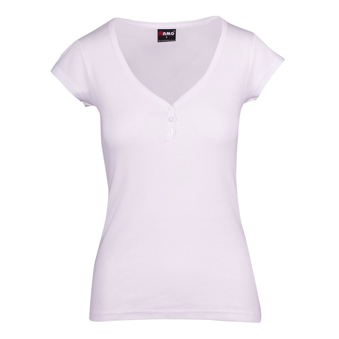 House of Uniforms Henley Tee | Women Ramo White