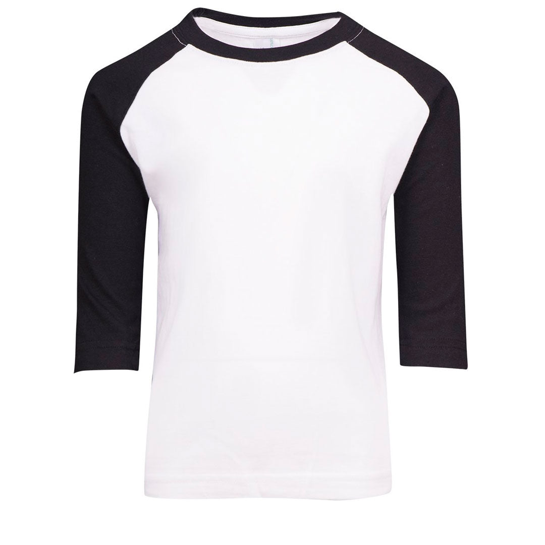 House of Uniforms The 3/4 Raglan Sleeve Tee | Kids Ramo White/Black