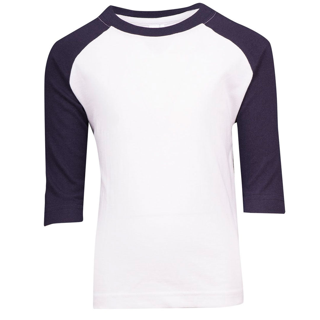 House of Uniforms The 3/4 Raglan Sleeve Tee | Kids Ramo White/Navy