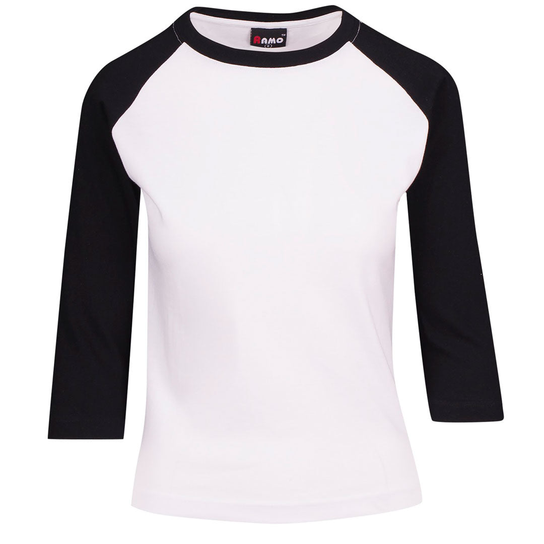 House of Uniforms 3/4 Raglan Sleeve | Women Ramo White/Black