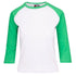 House of Uniforms The 3/4 Raglan Sleeve Tee | Ladies Ramo White/Emerald Green