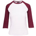 House of Uniforms The 3/4 Raglan Sleeve Tee | Ladies Ramo White/Maroon