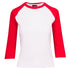 House of Uniforms The 3/4 Raglan Sleeve Tee | Ladies Ramo White/Red