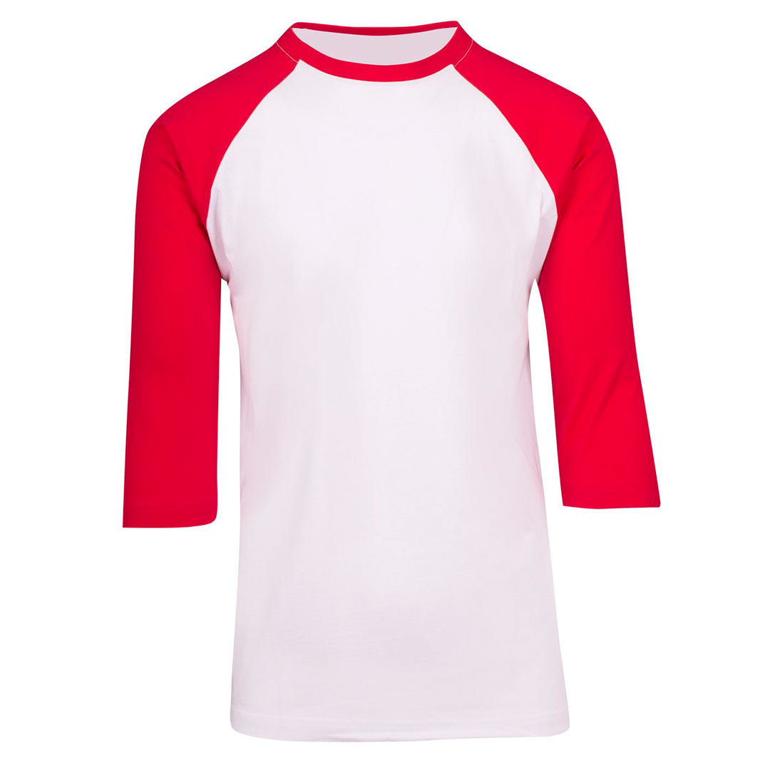 House of Uniforms The 3/4 Raglan Sleeve Tee | Men Ramo White/Red