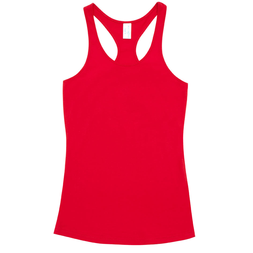 House of Uniforms The Cotton Racer Back Singlet | Ladies Ramo Red
