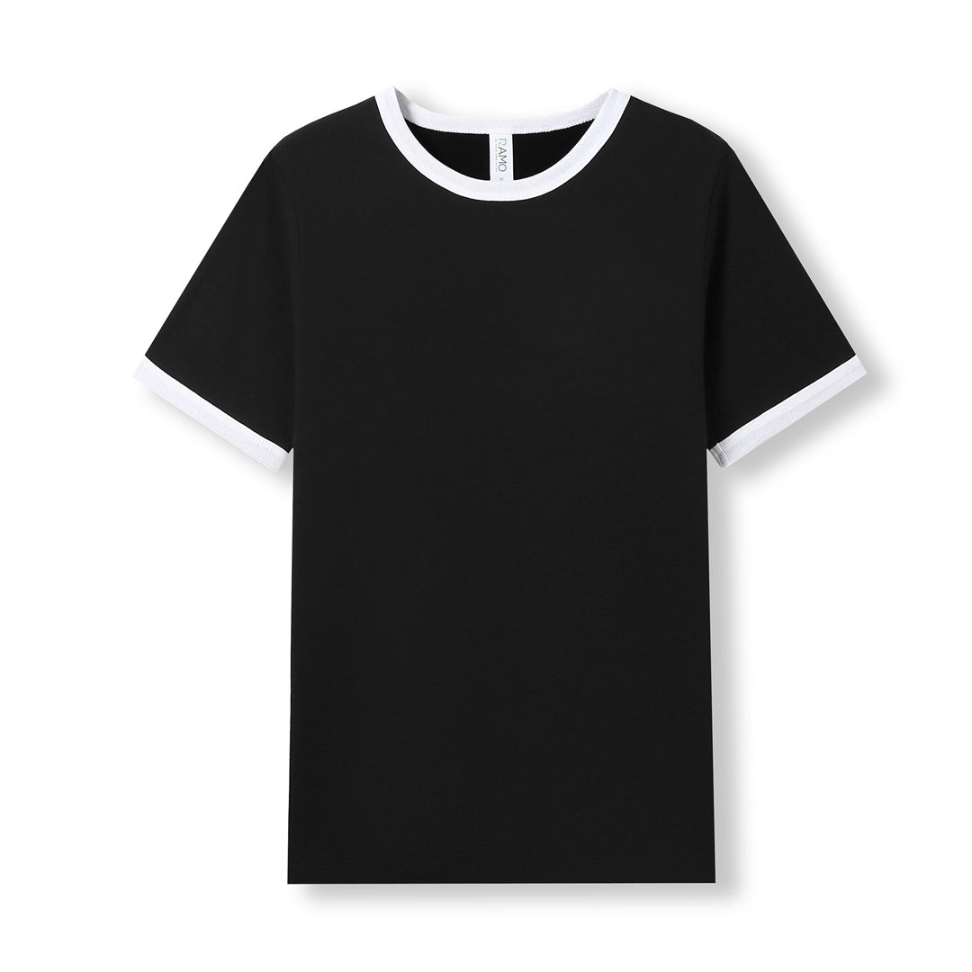 House of Uniforms The Ringer Tee | Adults Ramo Black/White