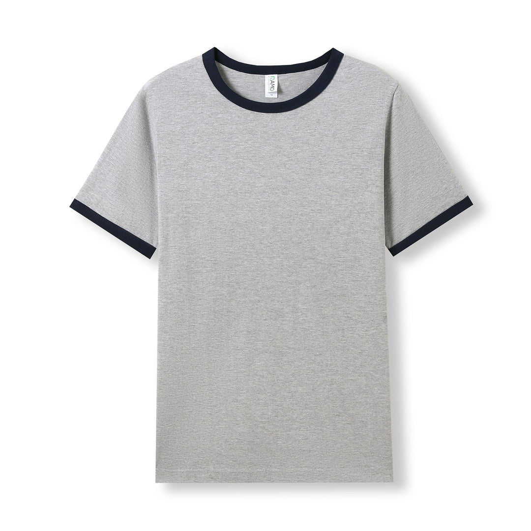 House of Uniforms The Ringer Tee | Adults Ramo Grey Marle/Navy