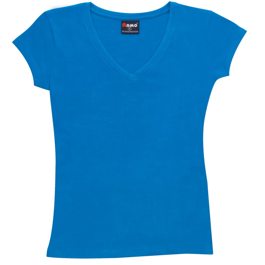 House of Uniforms The V-Neck Tee | Ladies | Slim Fit Ramo Azure