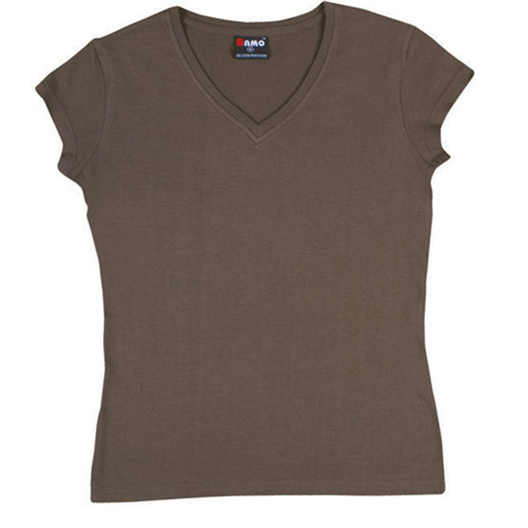 House of Uniforms The V-Neck Tee | Ladies | Slim Fit Ramo Brown