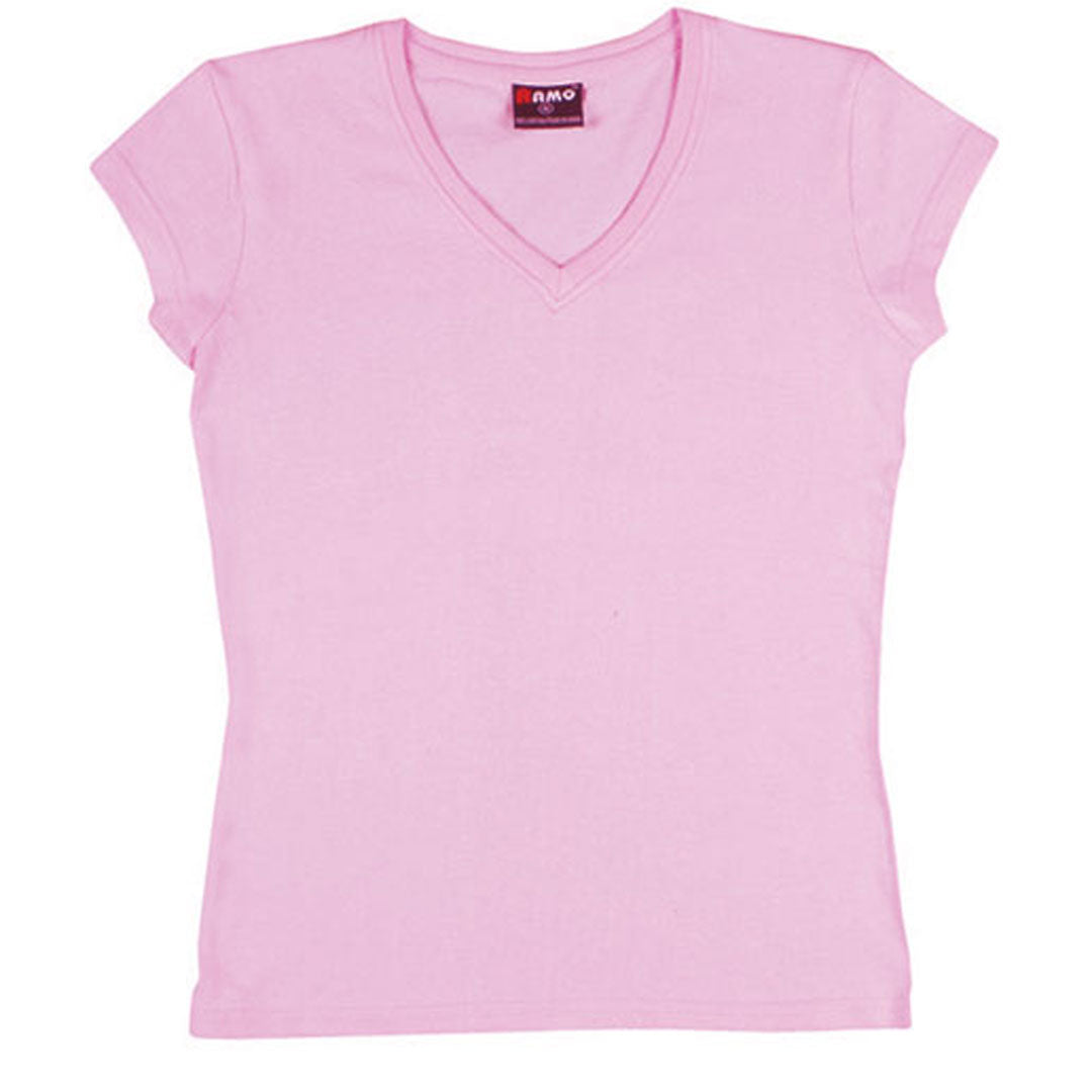 House of Uniforms The V-Neck Tee | Ladies | Slim Fit Ramo Pink