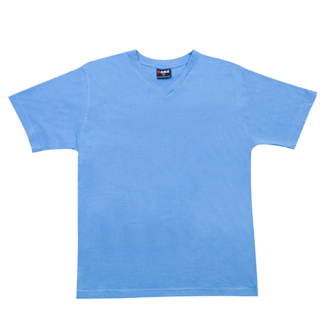 House of Uniforms The V-Neck Tee | Mens | Slim Fit Ramo Pacific Blue