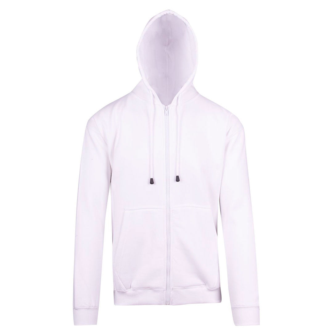 House of Uniforms The Kangaroo Pocket Zipped Hoodie | Mens Ramo White