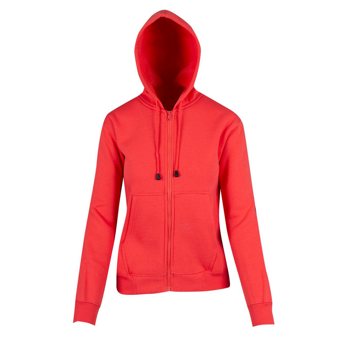 House of Uniforms The Kangaroo Pocket Zipped Hoodie | Ladies Ramo Coral Red