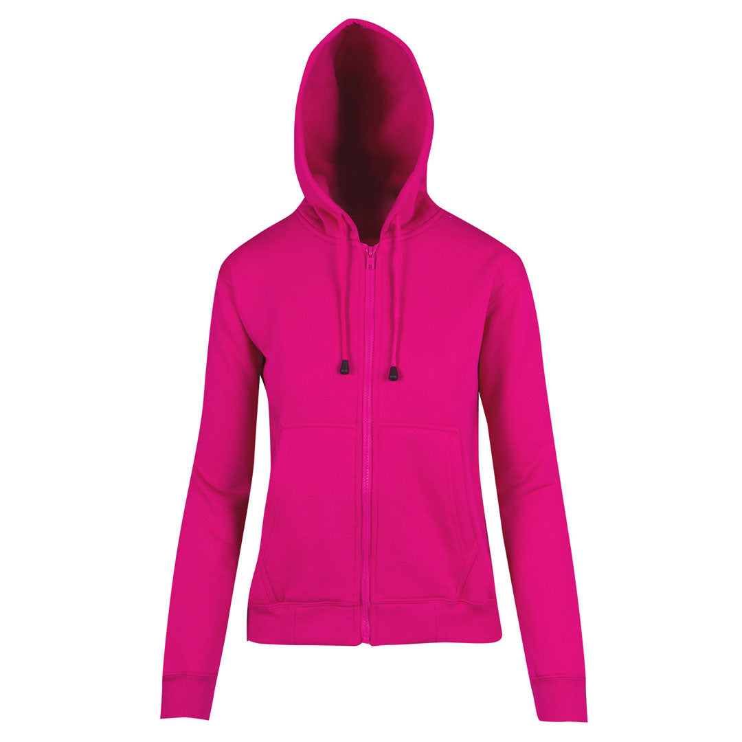 House of Uniforms The Kangaroo Pocket Zipped Hoodie | Ladies Ramo Hot Pink