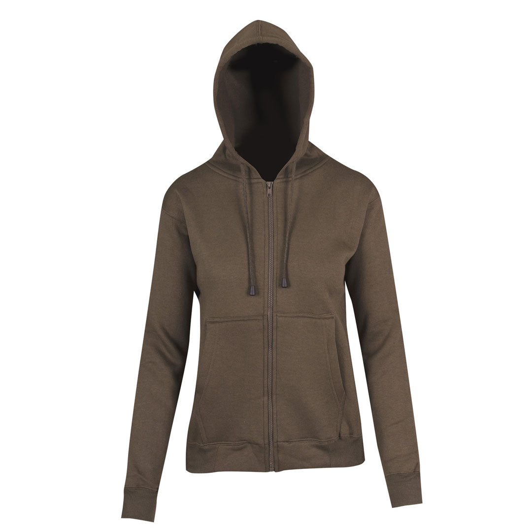 House of Uniforms Kangaroo Pocket Zipper Hoodie | Women Ramo Khaki