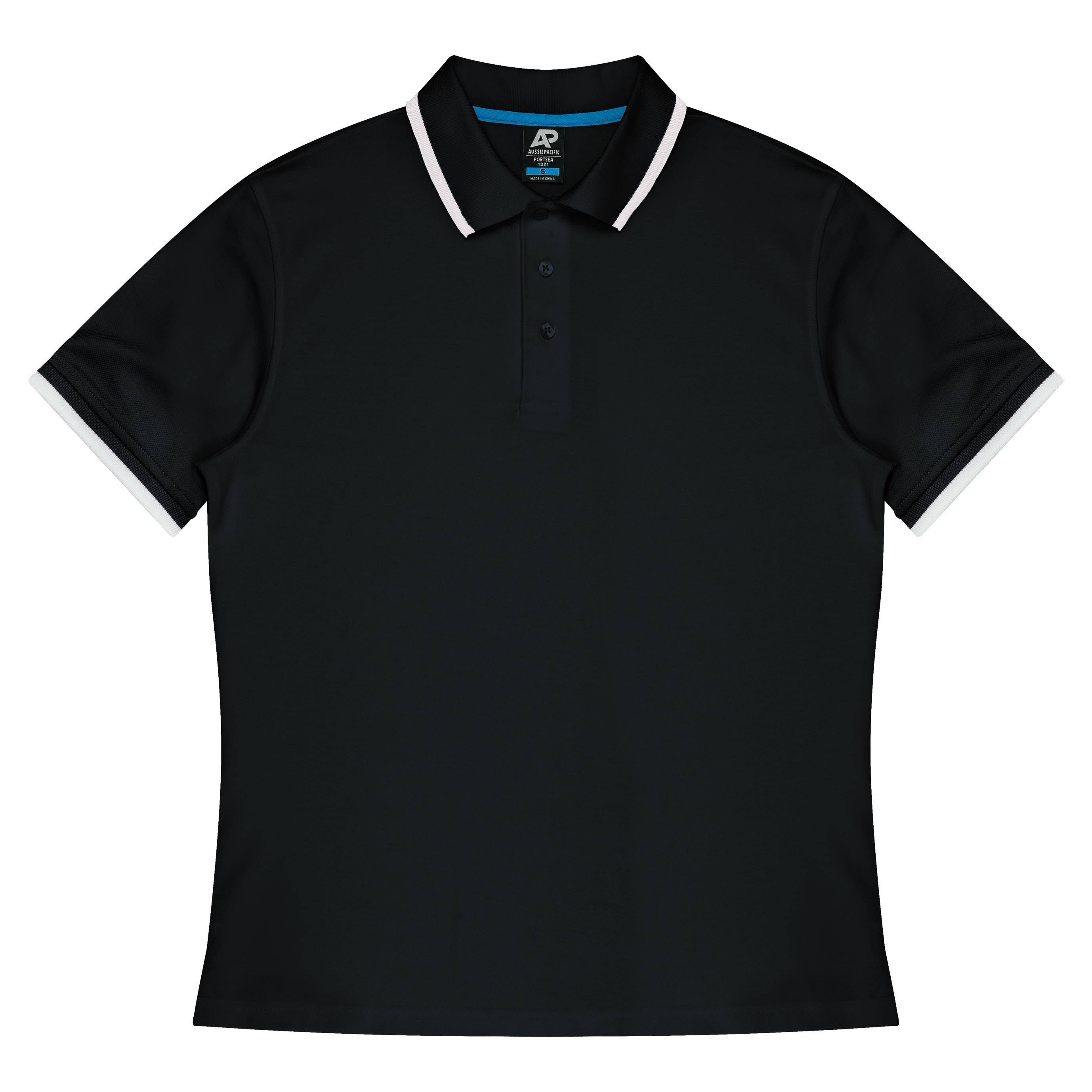 House of Uniforms The Portsea Polo | Mens | Short Sleeve Aussie Pacific Black/White