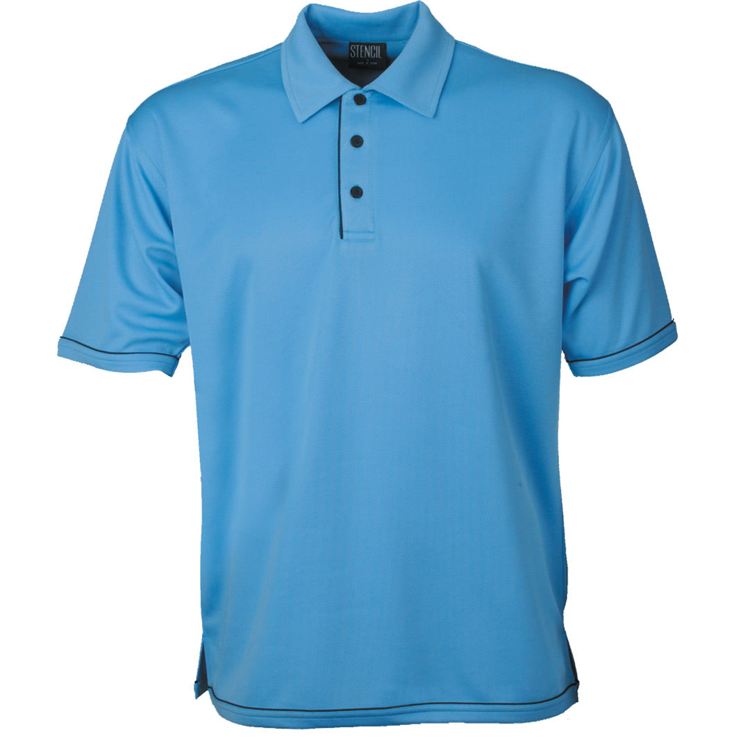 House of Uniforms The Cool Dry Polo | Mens | Short Sleeve Stencil Bimini Blue/Navy