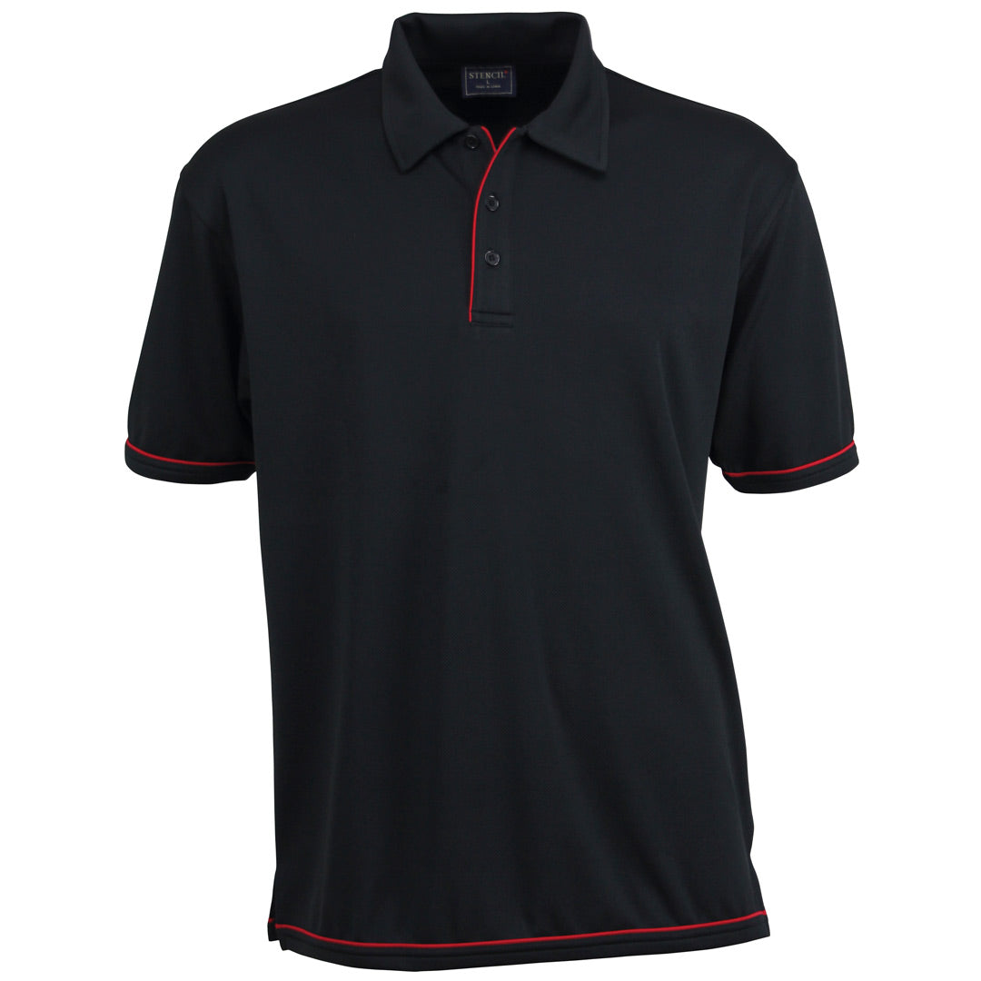 House of Uniforms The Cool Dry Polo | Mens | Short Sleeve Stencil Black/Red
