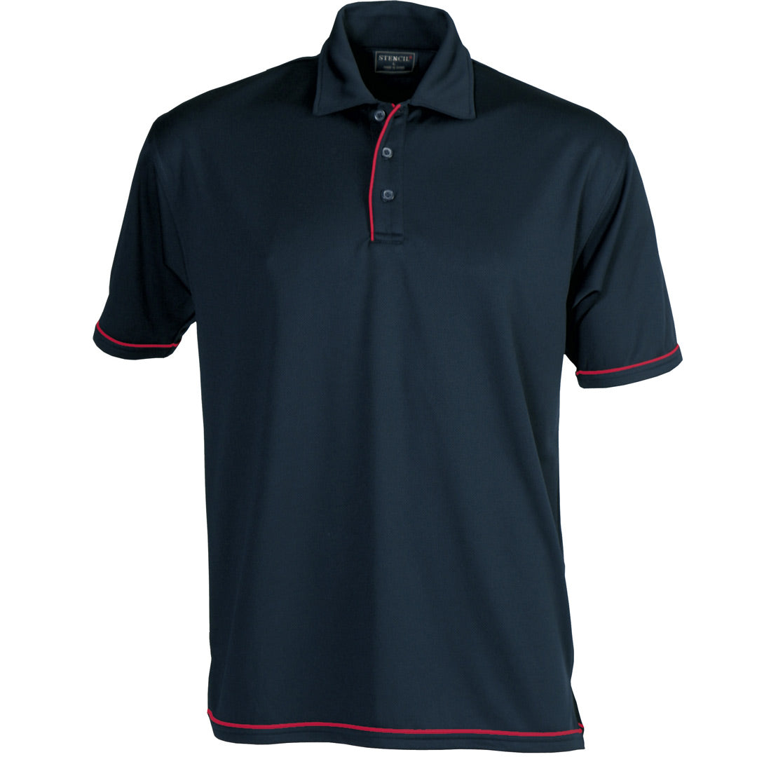 House of Uniforms The Cool Dry Polo | Mens | Short Sleeve | Plus Stencil Navy/Red