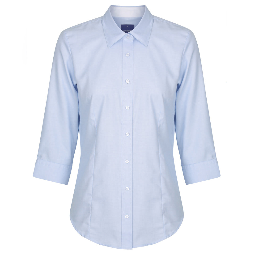 House of Uniforms The Oxford Shirt | Ladies | 3/4 Sleeve Gloweave Blue