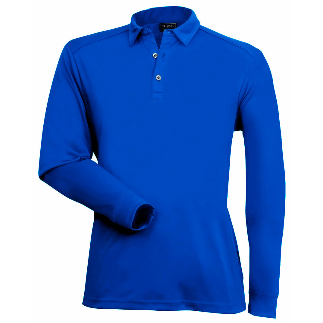 House of Uniforms The Freshen Polo | Mens | Long Sleeve Stencil Royal Blue