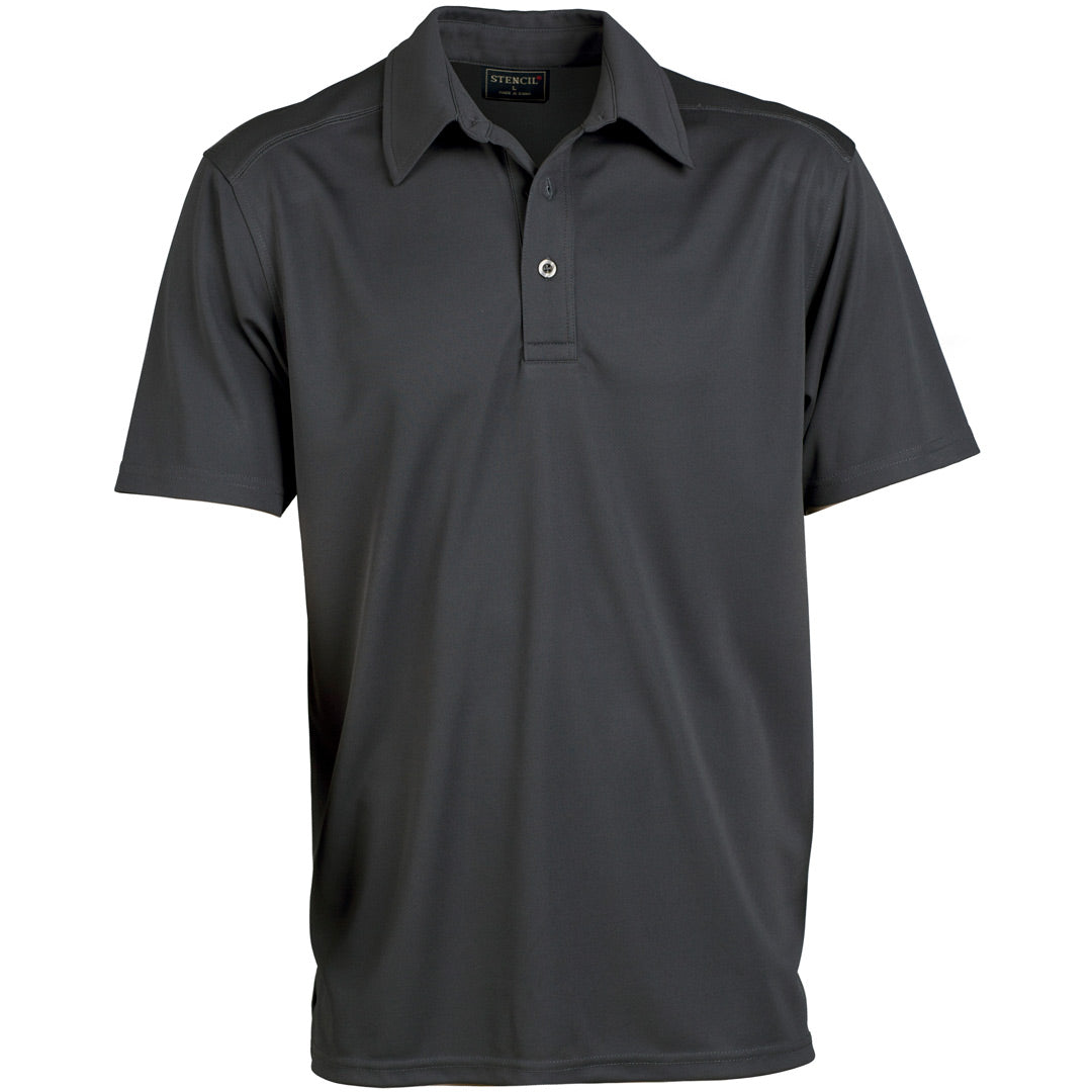 House of Uniforms The Glacier Polo | Mens | Short Sleeve Stencil Charcoal