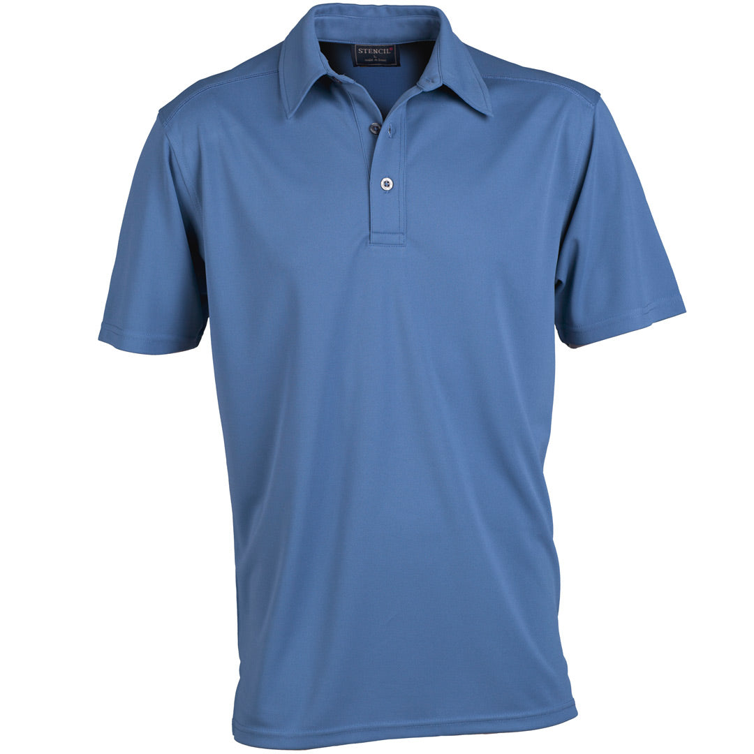 House of Uniforms The Glacier Polo | Mens | Short Sleeve Stencil Dusty Blue