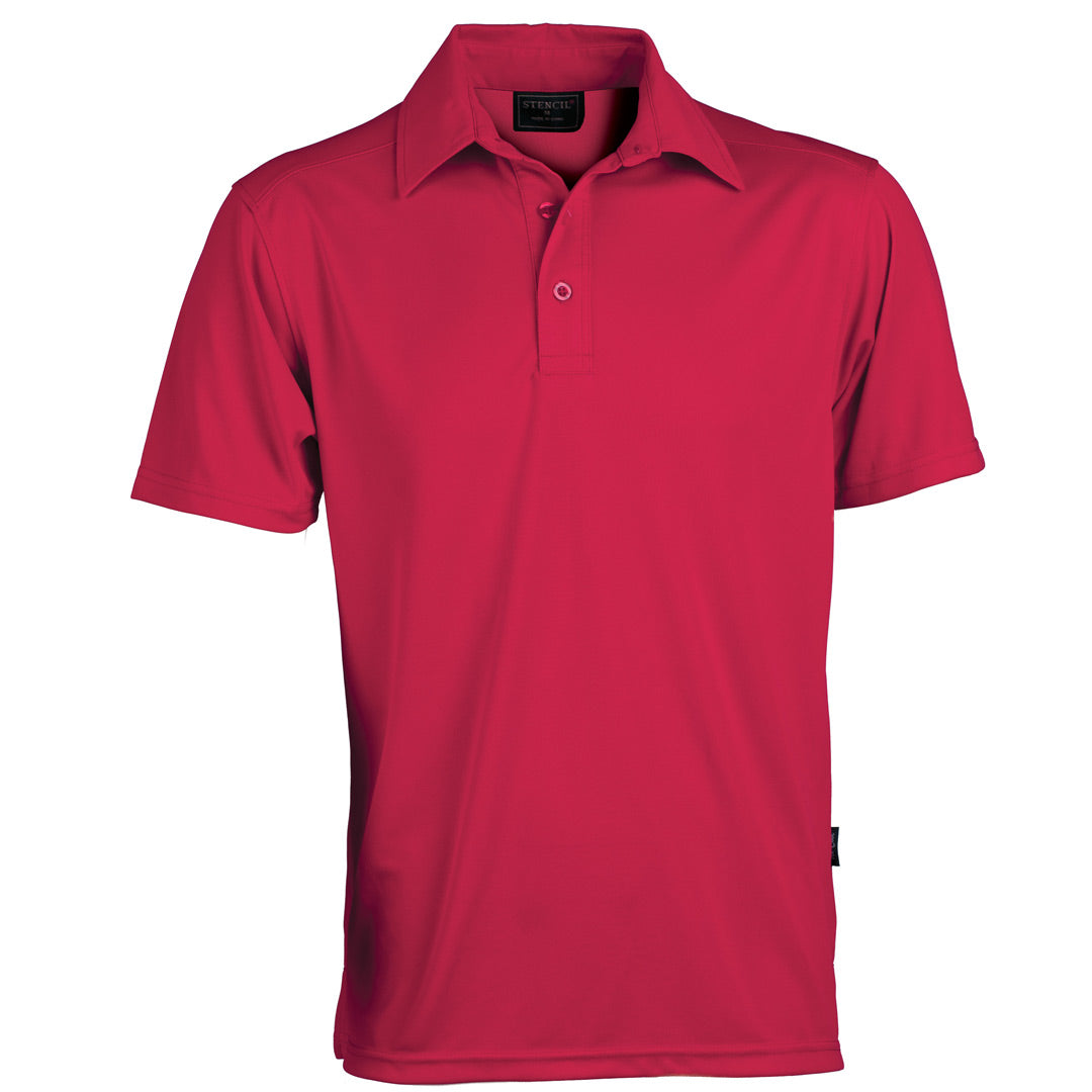 House of Uniforms The Glacier Polo | Mens | Short Sleeve Stencil Red