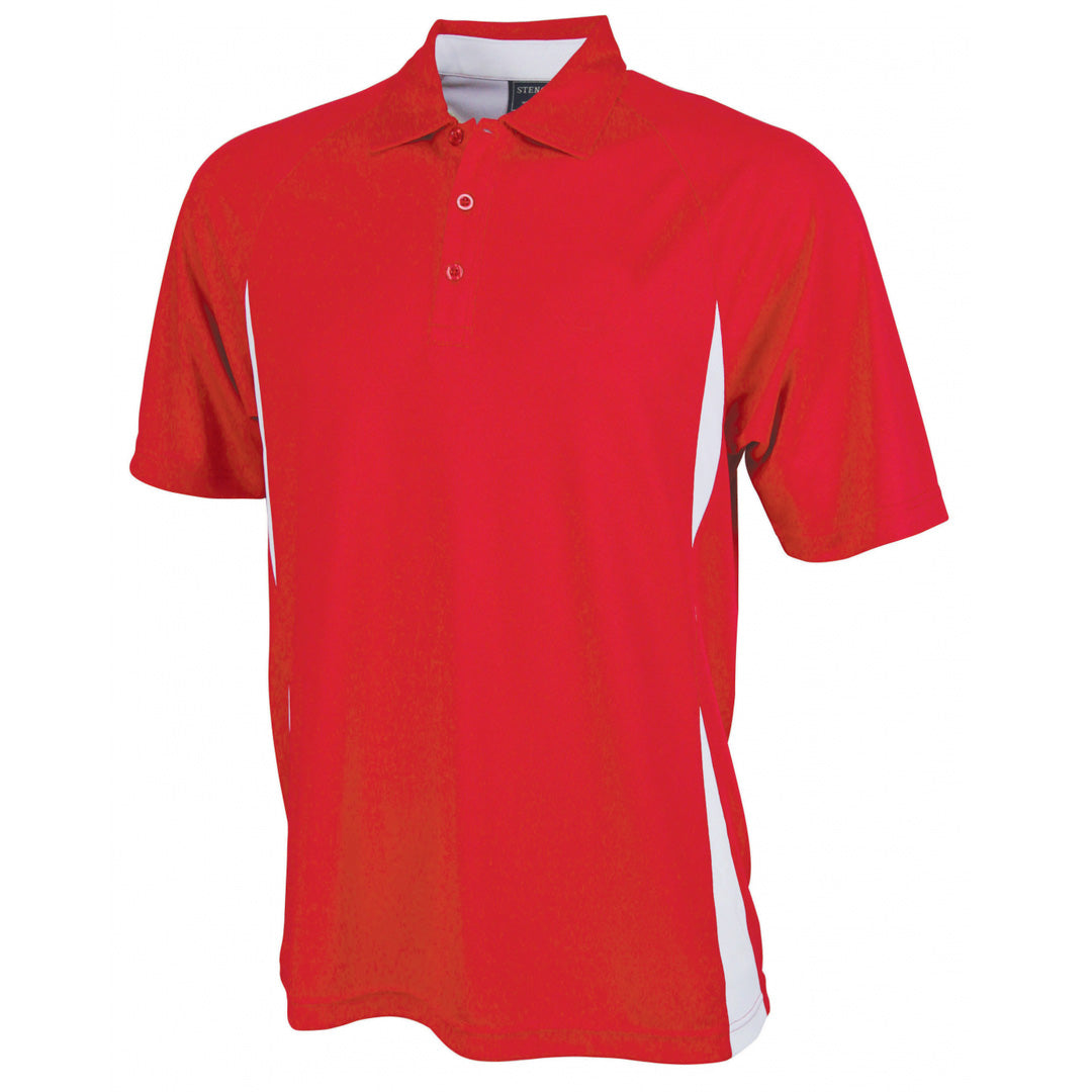 House of Uniforms The Arctic Polo | Mens | Short Sleeve Stencil Red
