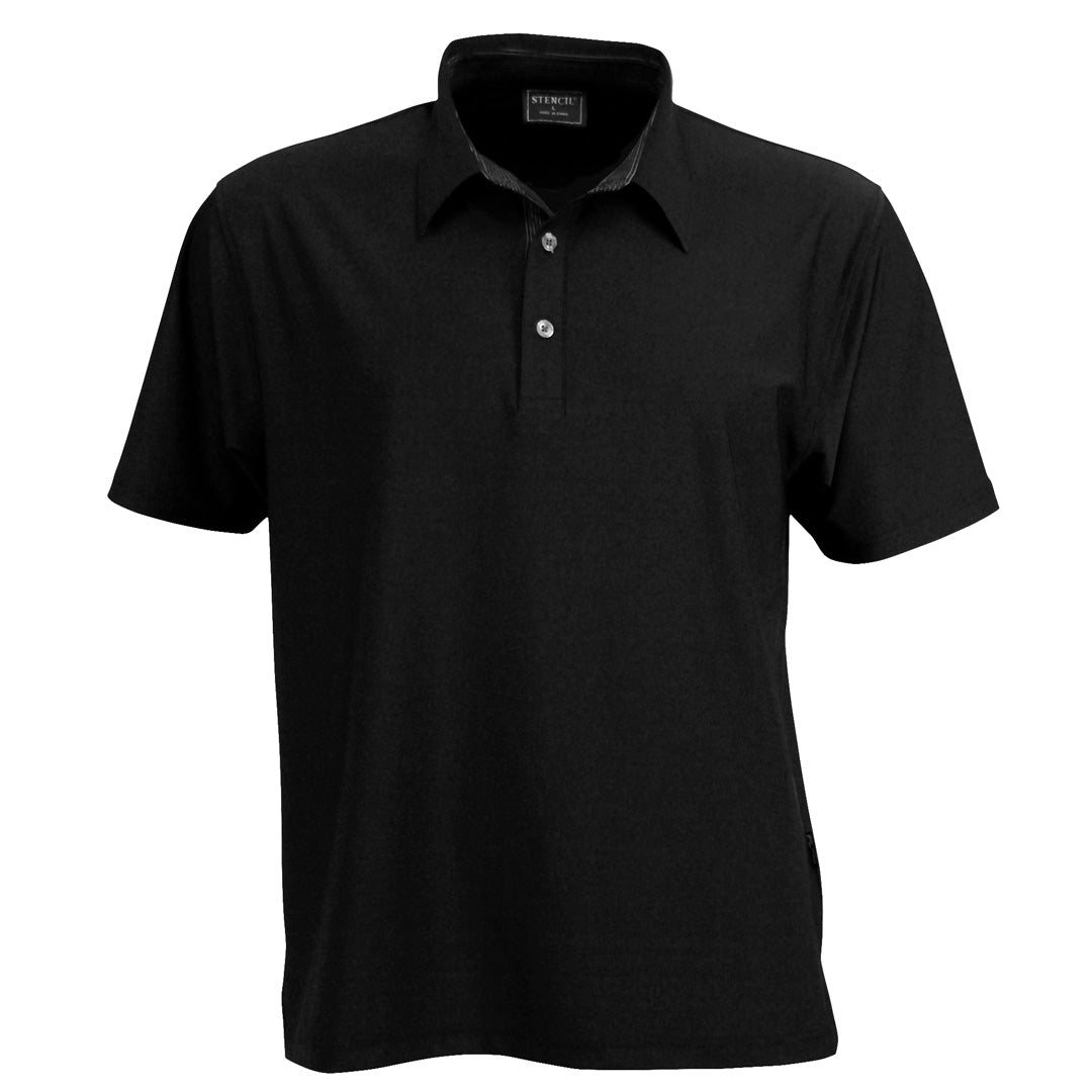 House of Uniforms The Argent Polo | Mens | Short Sleeve Stencil Black