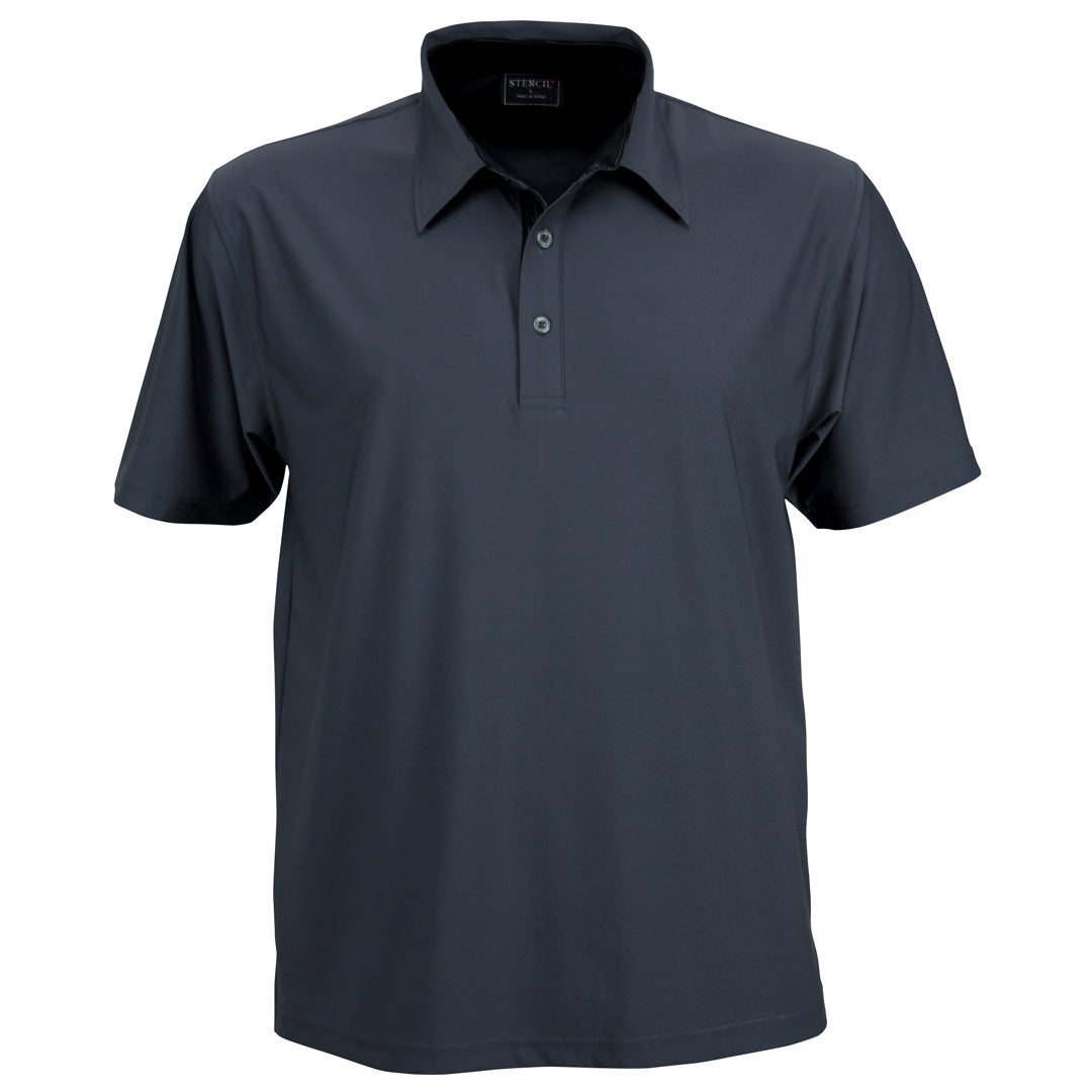 House of Uniforms The Argent Polo | Mens | Short Sleeve Stencil Charcoal