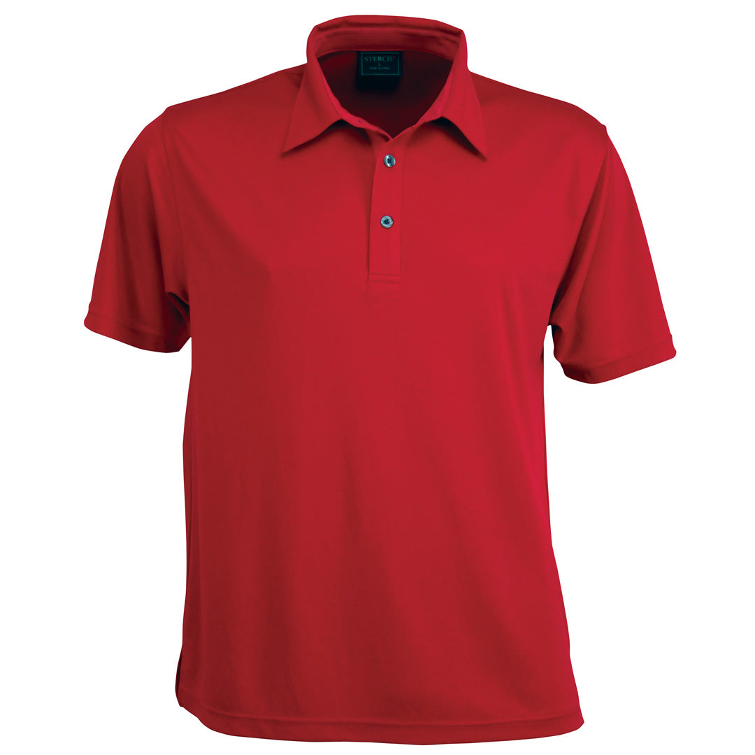 House of Uniforms The Argent Polo | Mens | Short Sleeve Stencil Red