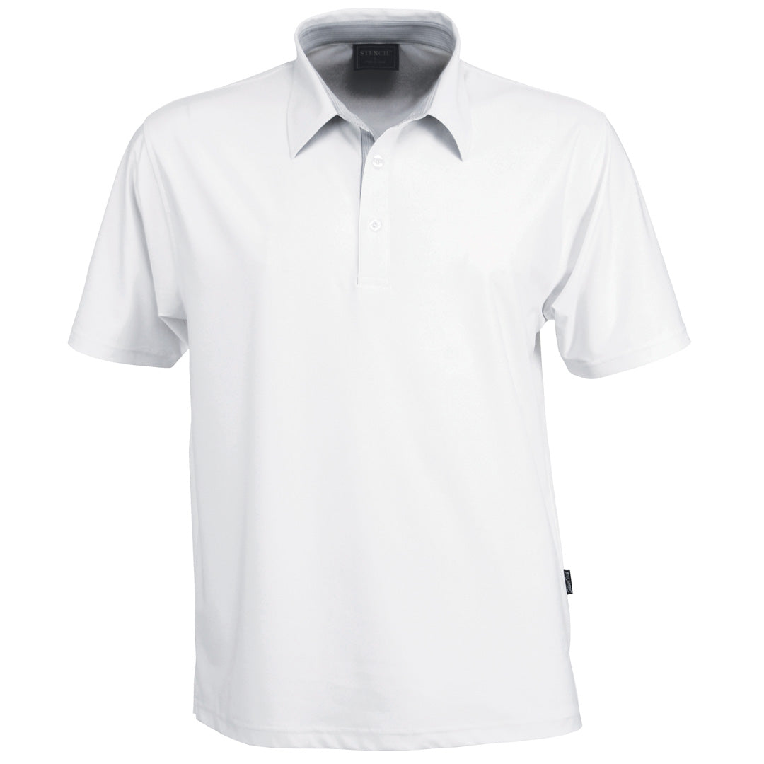 House of Uniforms The Argent Polo | Mens | Short Sleeve Stencil White