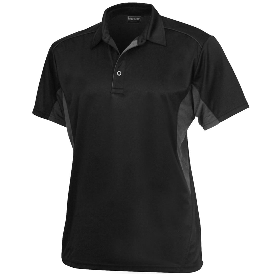 House of Uniforms The Freshen Polo | Mens | Short Sleeve Stencil Black/Charcoal