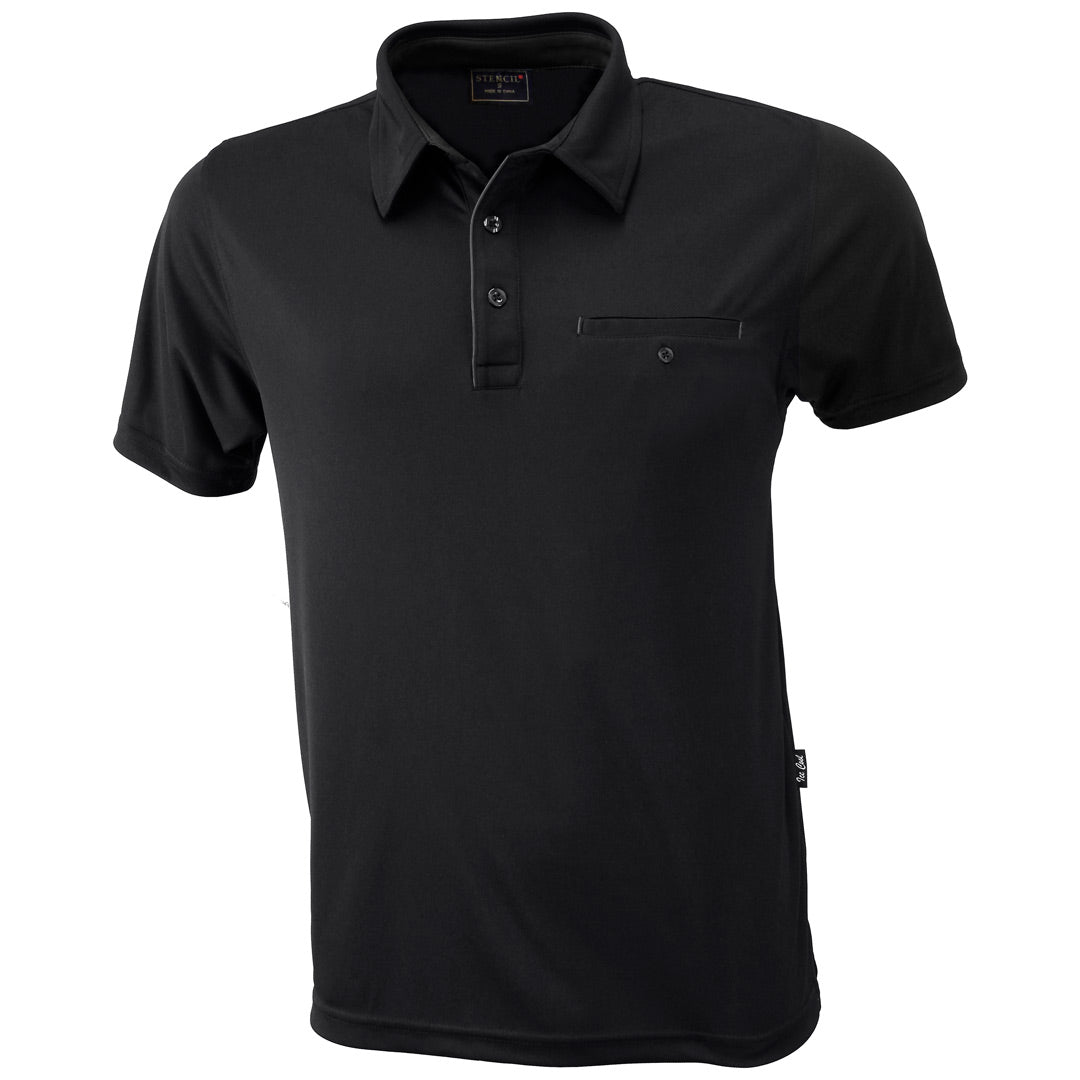 House of Uniforms The Boston Polo | Mens | Short Sleeve Stencil Black/Charcoal