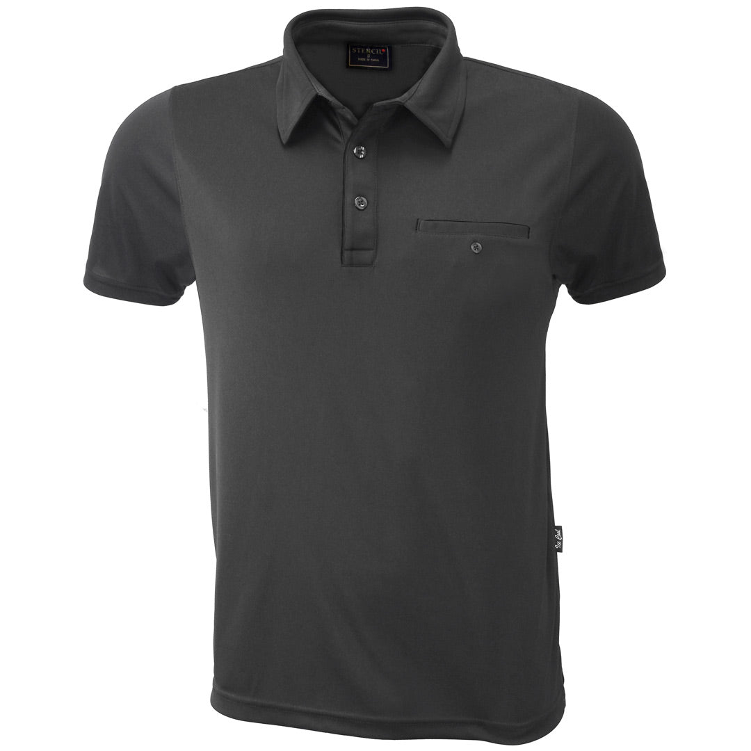 House of Uniforms The Boston Polo | Mens | Short Sleeve Stencil Charcoal/Black