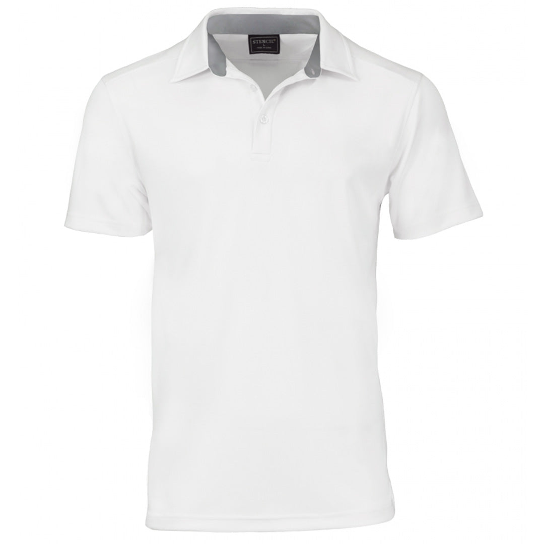 House of Uniforms The Kahave Polo | Mens | Short Sleeve Stencil White