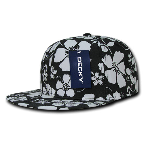 House of Uniforms The Floral Snapback | Unisex Decky Black/White