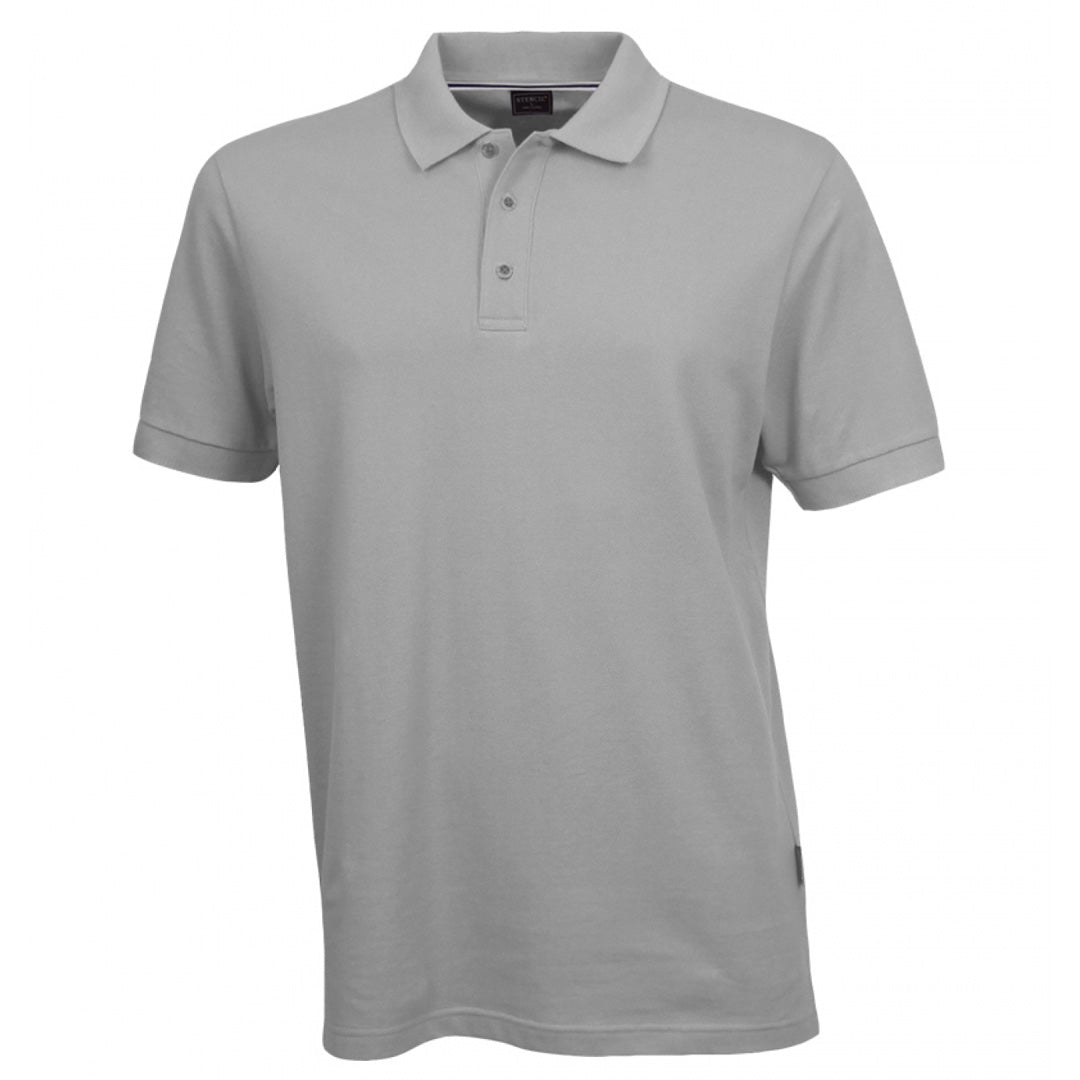 House of Uniforms The Oceanic Polo | Mens | Short Sleeve Stencil Light Grey