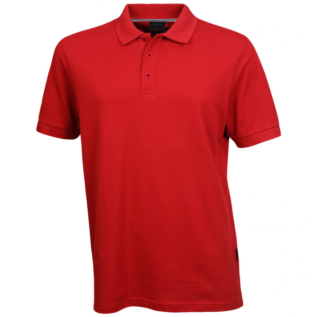 House of Uniforms The Oceanic Polo | Mens | Short Sleeve Stencil Red