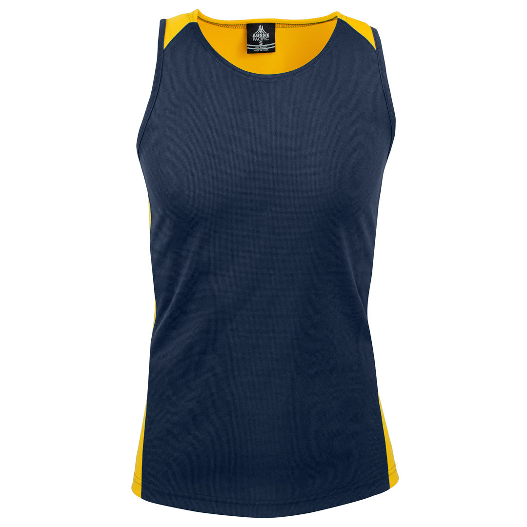 House of Uniforms The Premier Singlet | Mens Aussie Pacific Navy/Gold