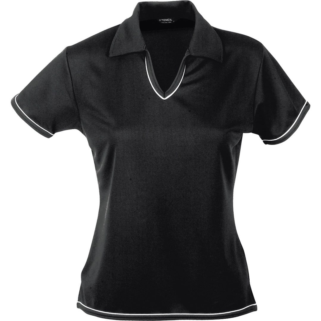 House of Uniforms The Cool Dry Polo | Ladies | Short Sleeve Stencil Black/White