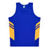 House of Uniforms The Tasman Singlet | Mens | Blue Base Aussie Pacific Royal/Gold